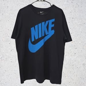 Nike Tee Black With Blue Graphics Logo Size XL